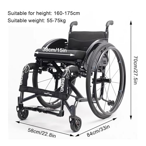 Silla de ruedas manual de aleación de aluminio ultraligera con frenos de mano para adultos, silla de ruedas deportiva ligera para uso todo terreno