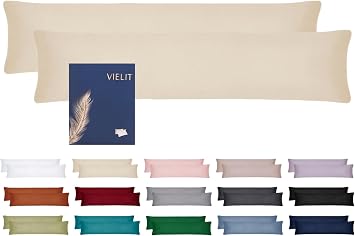 Vielit Side Sleeper Pillow Cover 40 x 145 cm, Set of 2 Pillowcases 40 x 145 cm Side Sleeper Pillow Case Soft Eco Certificate Light Beige