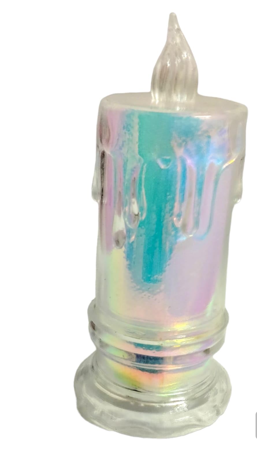 Flameless and Smokeless Decorative Candles Transparent Acrylic Tea Candle for Christmas, Festival,Candles (3 Pieces, Multicolor, 11X4X4 cm)_D