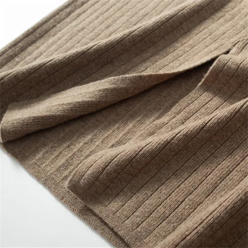 Women Winter 100 Percent Merino Wool Skirts Office Striped Cashmere Elastic Waist Solid Skirt3