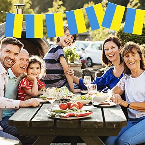 32ft Ukraine Flag Bunting Banner With 30 Rectangular Flags,10m Ukrainian Flag Bunting Banners,String Bunting Ukraine Decorations for Indoor Outdoor Sports Events,Street Party,Celebrations,Festivals