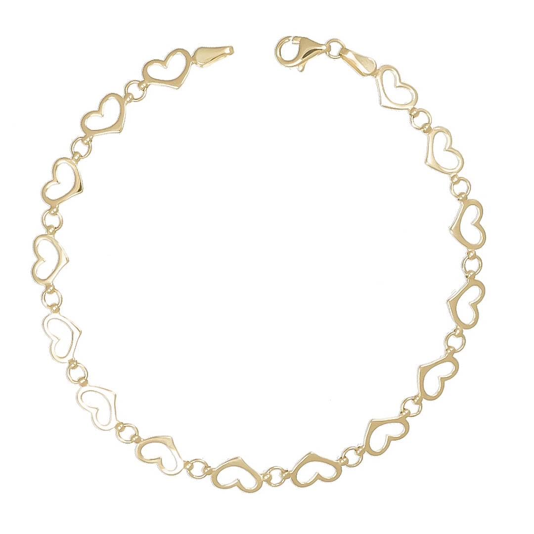 Sakrami Bracciale Hearts Drops in Oro 9kt 375 per Donna, Ragazza perfetto per Compleanno, Anniversario e Cresima.Idea regalo per Comunioni, San Valentino, Festa della Donna+ Confezione regalo