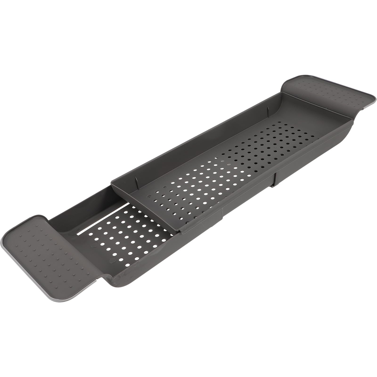 Plateau de bain extensible gris antidérapant en métal support réglable rangement serviettes