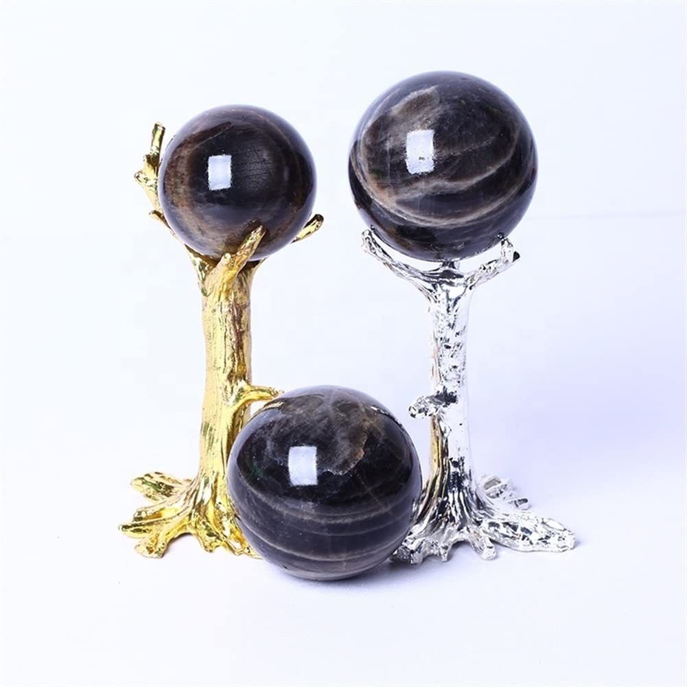 Cristal Naturel Brut Cadeau de méditation Pierre précieuse en Cristal Naturel Sphère de Pierre de Lune Noire Décoration d'intérieur polie Lot de 1 Pierres Naturelles (Size : 4-5cm)