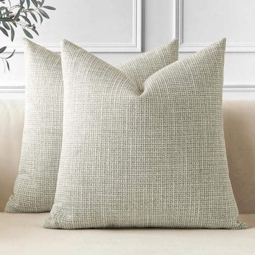 JOTOM Set of 2 Cushion Covers 60x60 cm Khaki Decorative Throw Pillow Covers 24x24 Inch Square Cushion Case Home Decor Pillowcases for Couch Sofa Living Room Bed (Khaki)