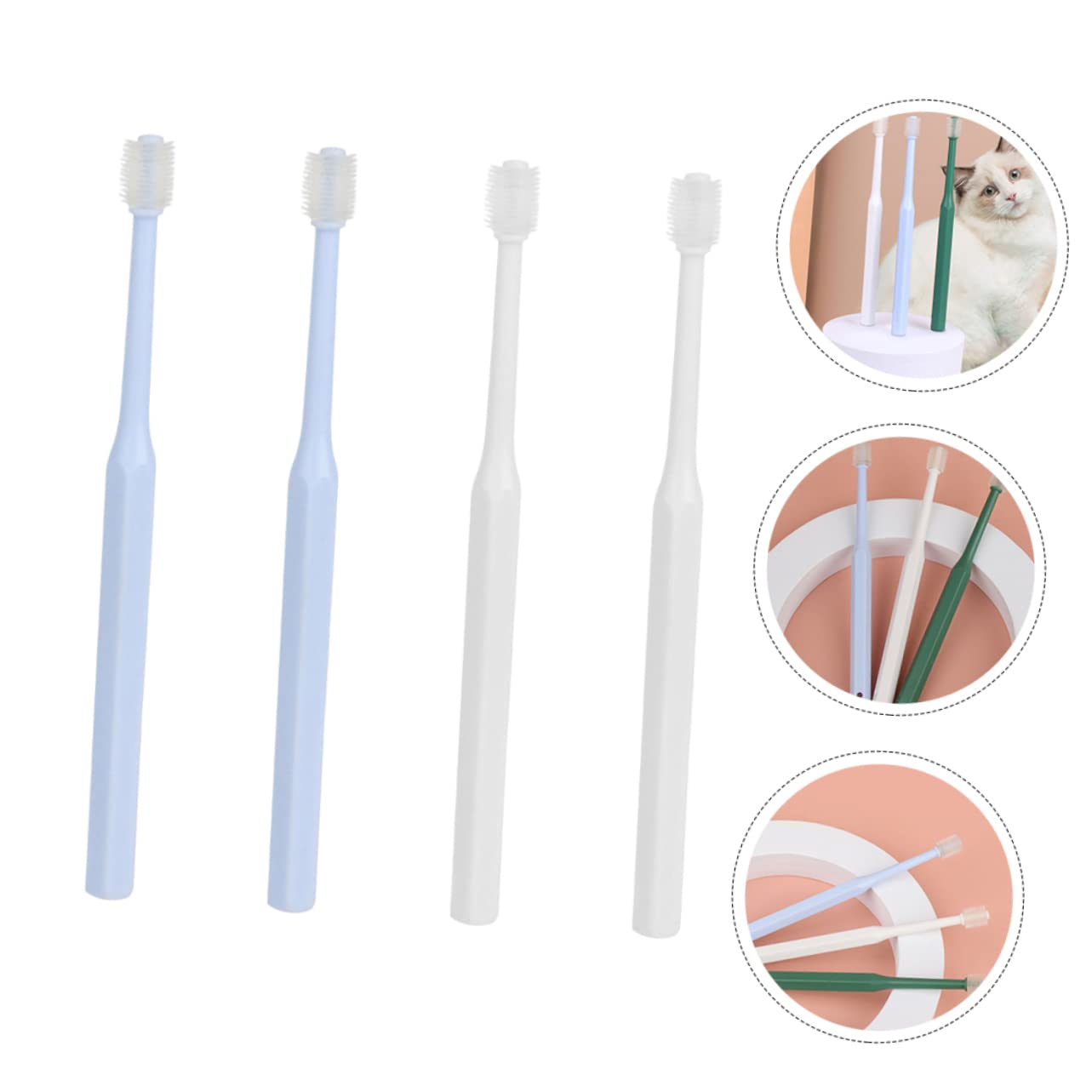 Angoily 12pièces Brosse à Dents Pour Animaux De Brossettes Ergonomiques Pour Chats Et Chiens Nettoyage Oral Portable Et Design Antidérapant Et Tête De Brosse Optimisée Pour Hygiène