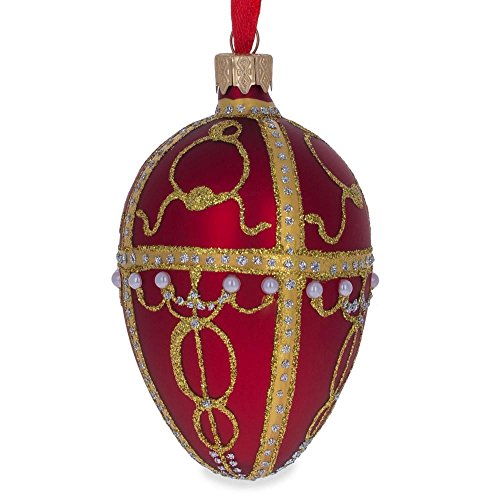 1895 Rosebud Royal Egg Glass Ornament 4 Inches #TOP6