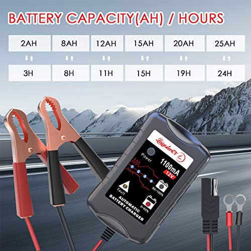 [2-Pack] Leicestercn 12V Battery Trickle Charger Maintainer Portable Smart Float Charger For Car Motorcycle Lawn Mower Sla Agm Gel Cell Wet Lead Acid Batteries #TOP5
