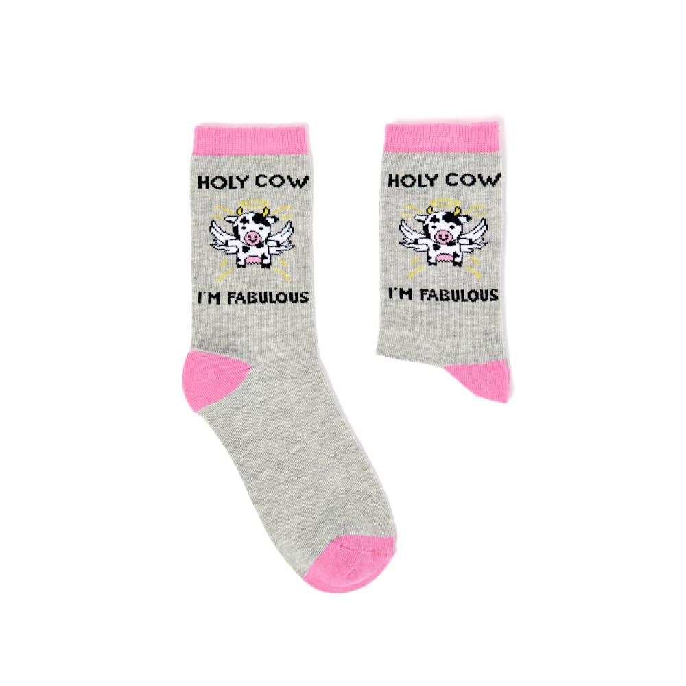 Urban Eccentric Unisex Ladies 4 - 8 Holy Cow Socks | Gift | 1 Pair | Cotton Rich | Premium Socks | Novelty | Gifts (Ladies 4 - 8)