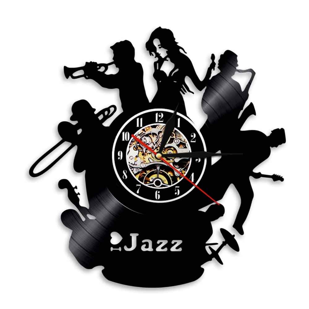 ELD 30 cm muzyka jazzowa sztuka dekoracja 3D zegar ścienny vintage płyta winylowa zegar czasowy wystrój domu zegary wyjątkowy prezent dla muzyka jazzowego artystyczne zegary ścienne zegarki