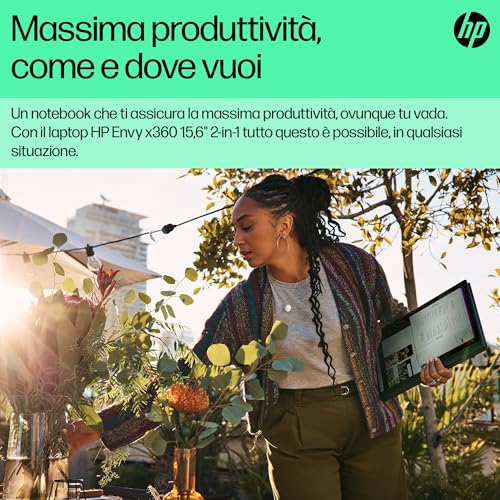 Envy x360 15-fh0002sl Convertibile, AMD Ryzen 7-7730U, RAM 16GB, SSD 512GB, AMD Radeon Integrata, Schermo Touch da 15.6” FHD IPS Antiriflesso, Audio B&O,  Privacy Cam, Windows 11, Metallo, Nero - Notebook - Immagine 8