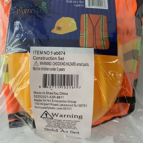 Funny Party Hats Construction Worker Costume For Kids - Construction Costume - Construction Hat And Costume Vest #TOP7