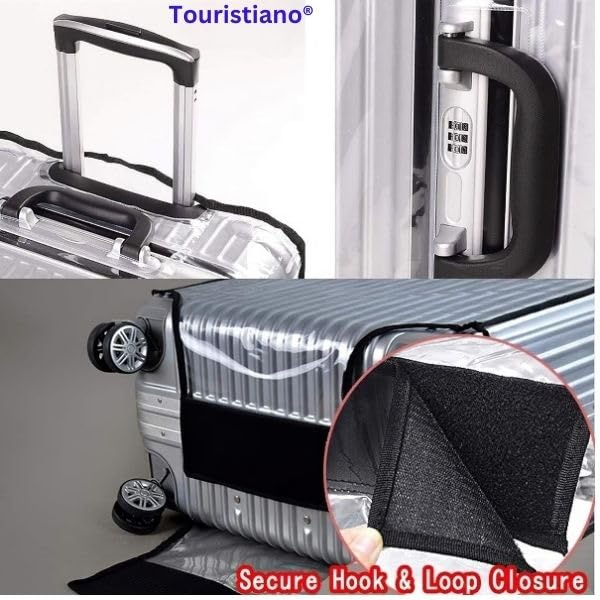 Image of Touristiano PVC Zippered Clear PVC Wheel Suitcase Covers Protectors Soft Side Waterproof Dustproof Case for Wheeled Luggage Trolley Protective Covers (Size - Large 68 x 33 x 46 Cm)