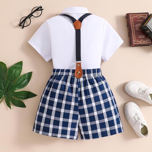 Image of Boy Clothes Kids Formal Suit 5Y Summer Short Sleeve Shirt & Shorts Gentleman Outfit 2 Piece Clothing Set