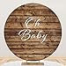 OFILA Drewniane okrągłe tło 2 x 2 m Oh Baby drewniane tło fotograficzne baby shower tło dla dzieci urodziny przyjęcie tło tort dekoracja stołu