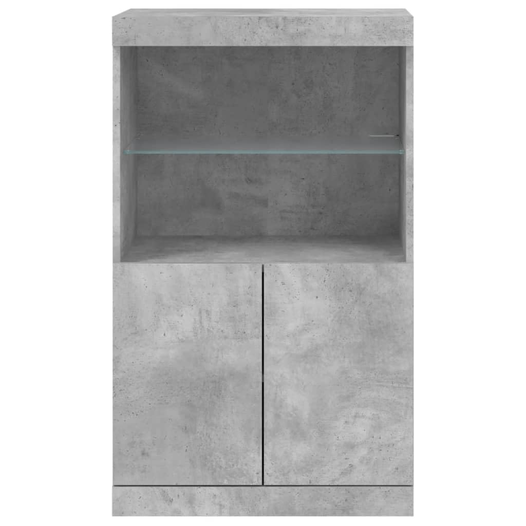 vidaXL Buffet avec Lumières LED, Armoire Latérale de Rangement, Organisateur de Salon Salle de Séjour Maison Intérieur, Moderne, Gris Béton