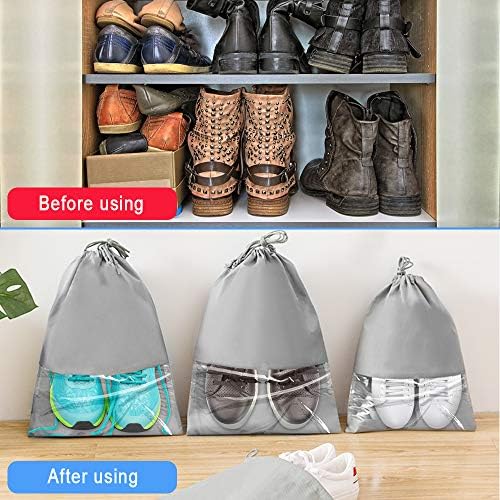 Torba na buty podróżne, 18 szt., organizer na buty do przechowywania, przenośna torba do przechowywania, wodoodporna, pyłoszczelna, z przezroczystym oknem, do podróży sportowych (szara)