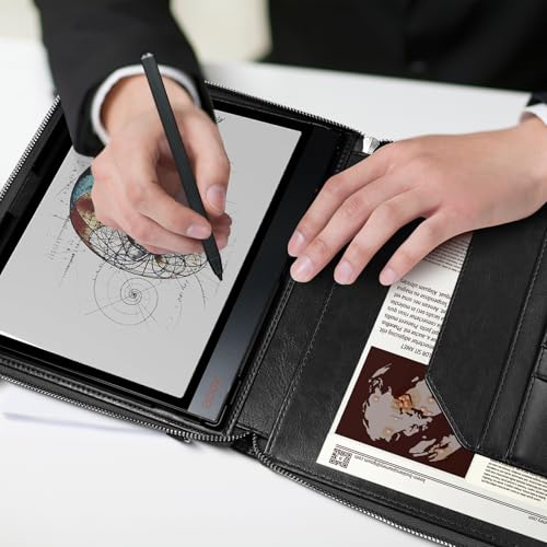 Image of E NET-CASE Case for 10.3 inch Boox Note Air4 C (2024) /Boox Note Air3 C (2023) - Business Handheld Design Upgraded PU Leather Cover with Zipper & Pen Holder (Black)