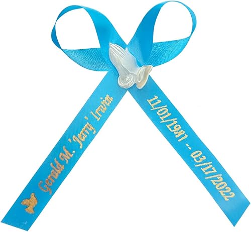 Miniatura 4 de 25 cintas personalizadas de servicio conmemorativo para celebración fúnebre de la vida, por encargo, conmemoración de conciencia, aniversario, cruz