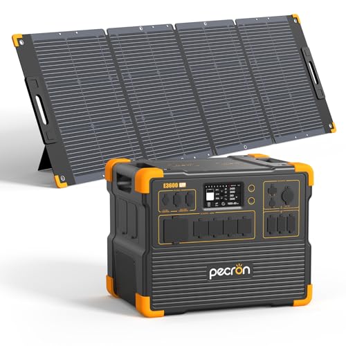 pecron Solar Generator E3600LFP 3072Wh with 300W Solar Panel, 5x3600W