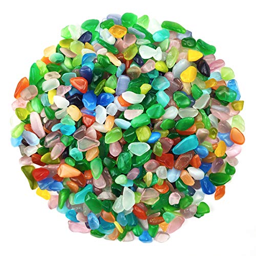 WAYBER 1 Lb/460g Colorful Pebbles Decorative Crystal Stones Sea Glass Opal Rocks Gravel Sand for Aquarium/Turtle Tank/Succulent Plants/Flowerpot/Vase Decoration (Fill 1 Cup)