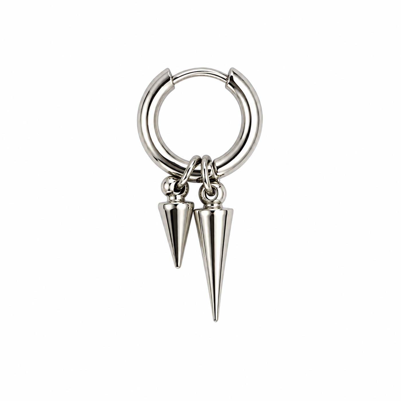 (1 Piece) Unisex Stainless Steel Silver Spike Drop Hoop Earrings for Men & Women Double Cone Dangle Huggie Hoop Earrings Punk Gothic Minimalist Fashion Jewelry-image-39