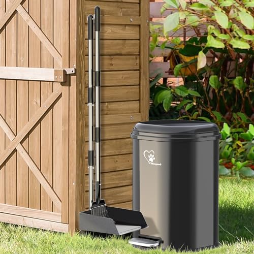 Image of Dog Poop Trash Can Outsides, 18L /4.76 Gal Portable Waste Bin with Lid and Removable Inner Odor Control for Indoor Outdoor Dog Waste Station for Bathroom &Kitchen -45 Waste Bags (Black-01)