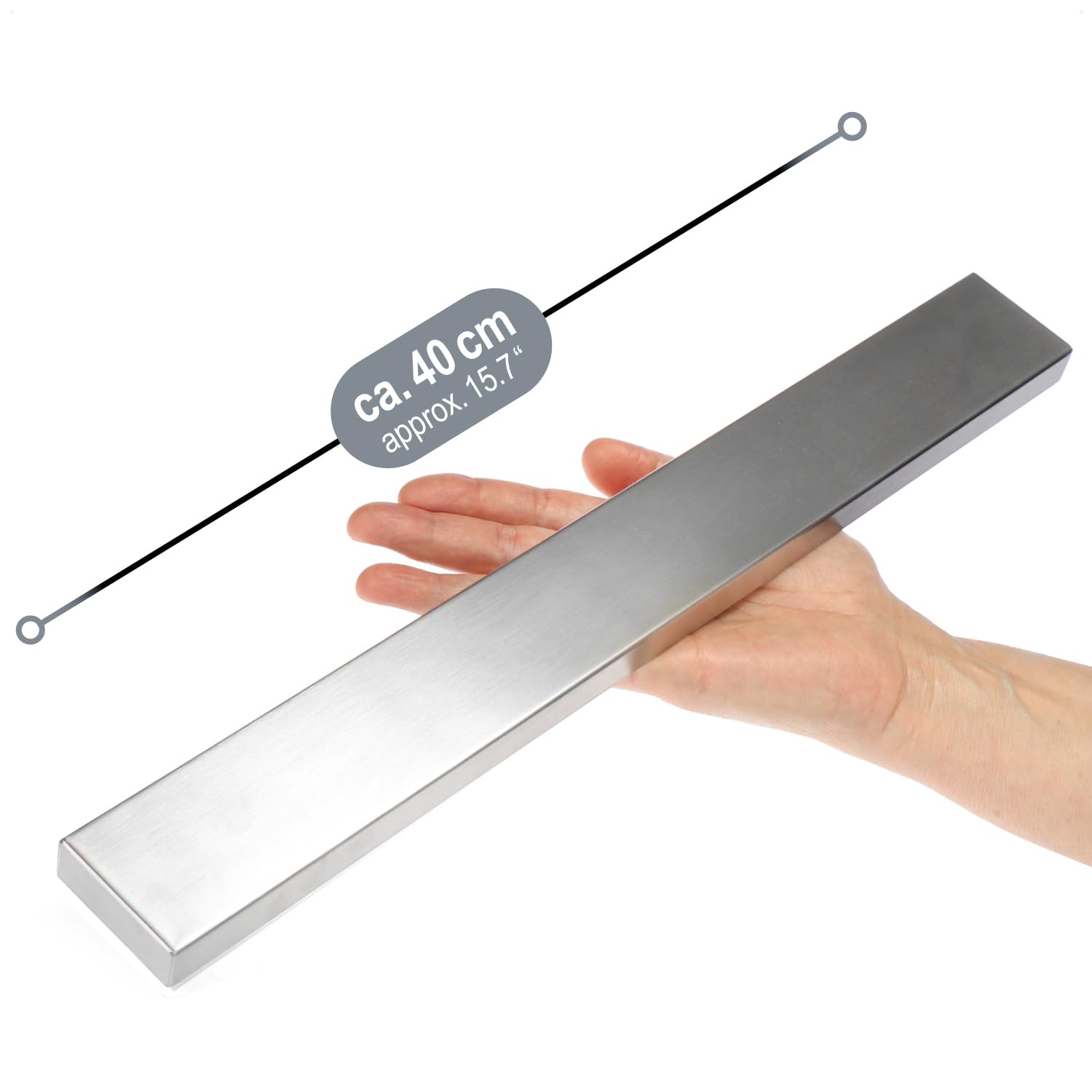 Portacoltelli Magnetico HMMagnets - 43 Cm, Acciaio Inox 304, Magneti Forti, Per Parete, Salvaspazio