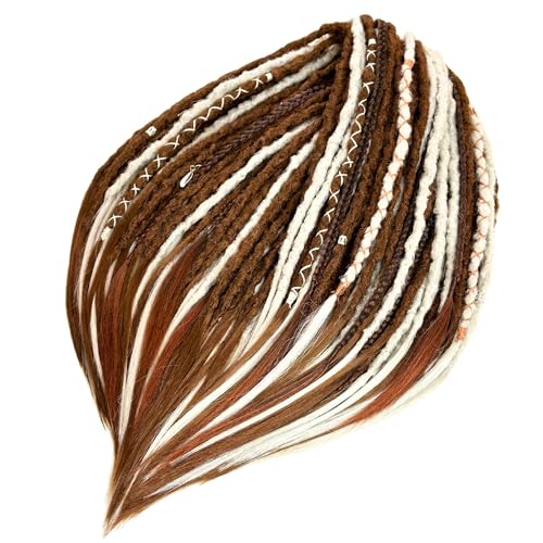 Synthetic dread - Ginger White Dreadlocks Set | Ginger Brown and Ash white color Dreadlocks Double ended 20 inches boho hairstyle Custom Dreadlocks Extensions de dreadlock extensions Handmade