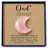 Nuyviare Gift for Dad from Daughter Son, Rose Quartz Moon Pocket Hug Keepsake, I Love You to the Moon and Back Crystal Gifts for Father, Meaningful Fathers Day Birthday Gift for Father Daddy (Dad)