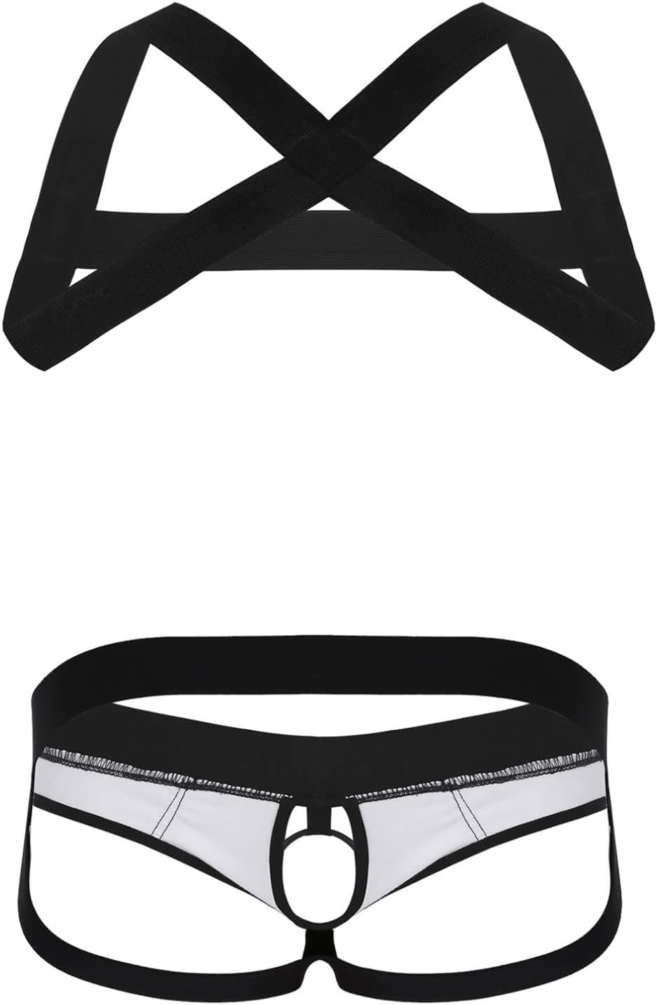 YiZYiF Men's Half Body Chest Harness Jockstrap Nylon Lingerie Set with Metal O Ring Underwear