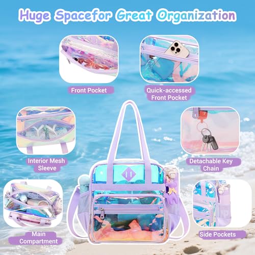 Image of PIG PIG GIRL Clear Tote Bag - 12x6x12 See Through Stadium Event Bag for Women