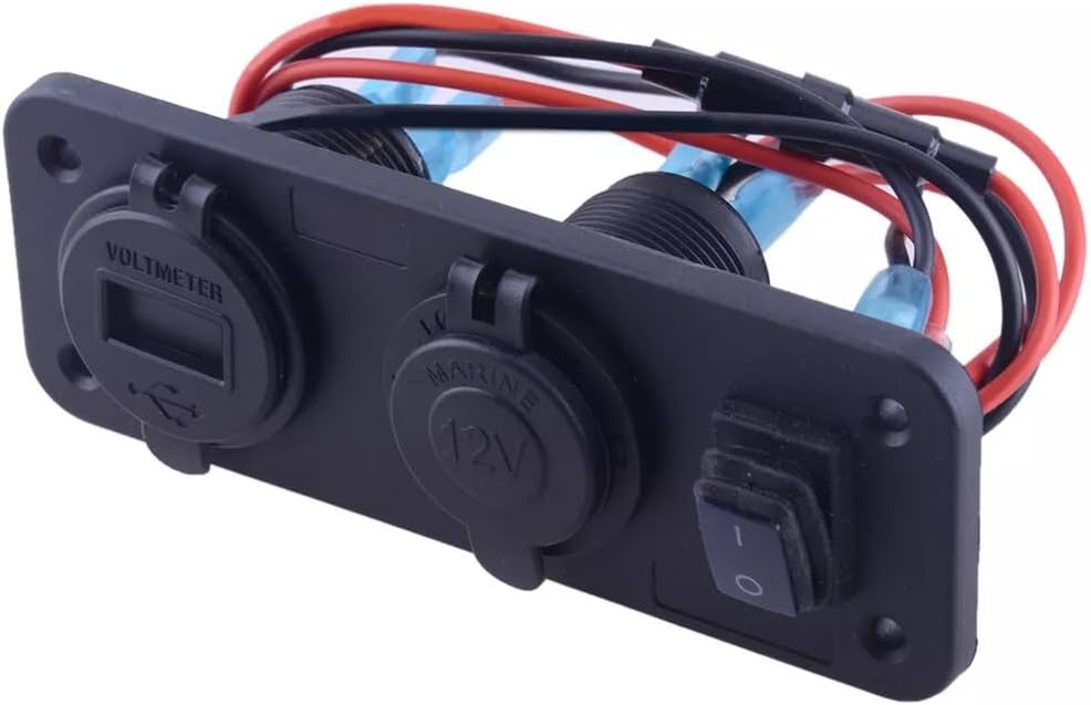 Dual USB Cigarette Lighter Socket Charger Car Voltmeter Switch Panel Parts