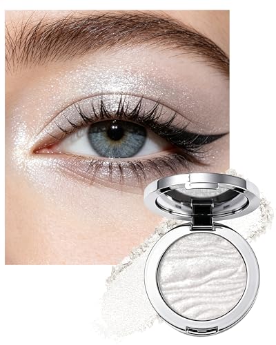 Pearl White Silver Glitter Eyeshadow, Holographic Highlighter Eye...