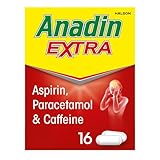 Anadin Extra Aspirin Paracetamol and Caffeine Caplets, Red, 16 count