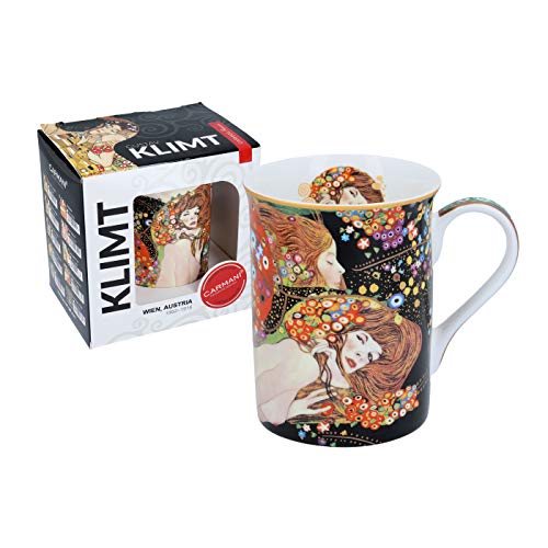 CARMANI - Taza clásica Decorada con Serpientes de Agua de Gustav Klimt, 420 ml