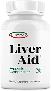 LIVERITE Liver Aid Dietary Supplement, 150 Tablets, Liver Support with Amino Acids, Choline, Phospholipids and Vitamin B12-Supports Healthy Liver Function, Cleansing, Energy & Metabolism.
