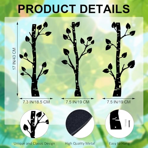 ShxTrade Metal Tree Wall Decor, Birch Tree Wall Art, Tree Branches Vertical Metal Wall Rustic Wall Sculpture for Home Living Room Bedroom Bathroom (Black) - Image 3