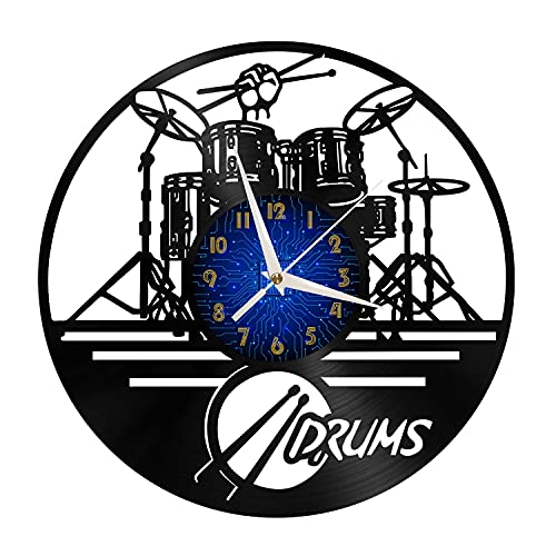 Horloge Murale Vinyle Grand Format Décor Tambours Moderne - 2