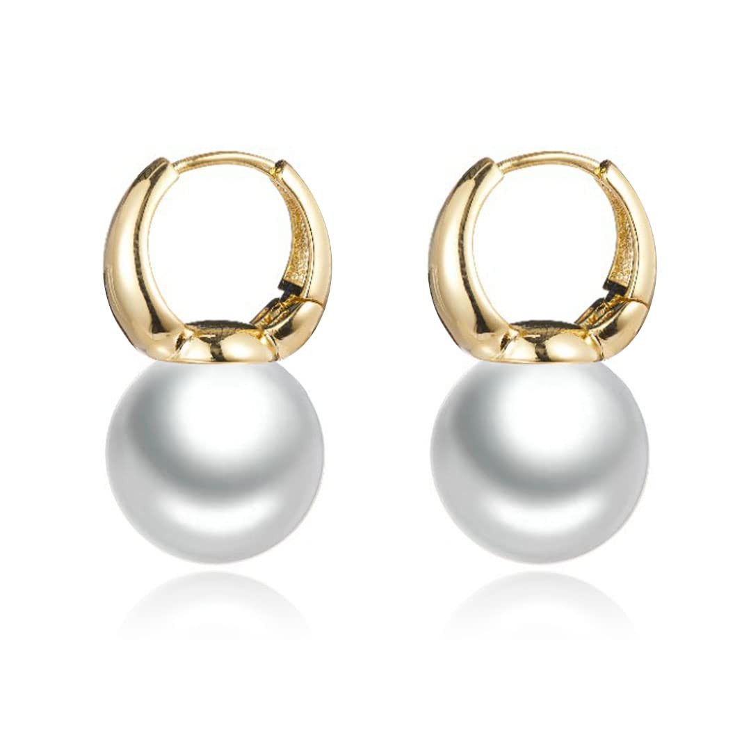 Qimily18k Gold Plated Pearl Drop Earrings, Women's Gold Earrings,Freshwater Real Pearl Dangle Earrings for Women, Special Occasion Jewelry