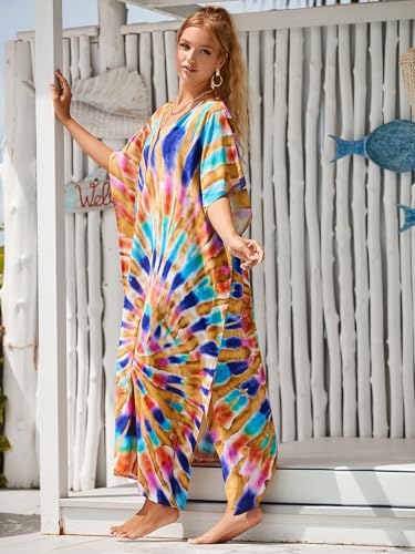 Image of Kaftan Dresses for Women Plus Size Bathing Suit Cover up Caftan Maxi Beach Dresses