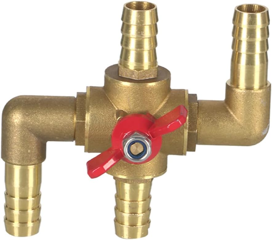 Joywayus All Solid Brass Body Automobile Integrated 4-Way Heating Water Manual Control Valve 5/8” (16mm) OD Barb 5/8" (16 mm)