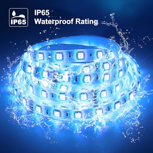 Image of Waterproof LED Strip Light 5M,60 LED /M,300 LEDs Super Bright,24V 5050 SMD Outdoor RGB Rope Light with Remote APP Control, Music Sync Color Changing for Ceilings /Home /Party /Outdoor Patio Decor
