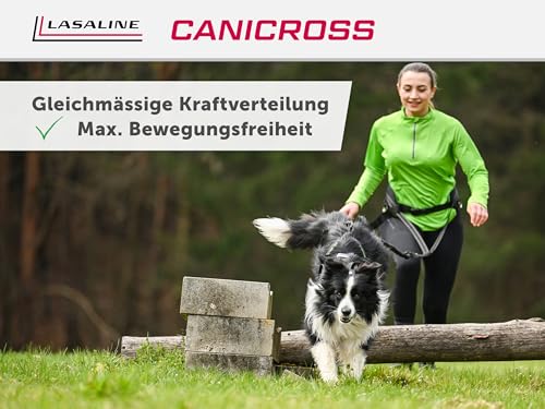 LASALINE Hunde Zuggeschirr X Back für Canicross Hundesport Dogscooter Bikejöring Schlitten in Schwarz Neonorange