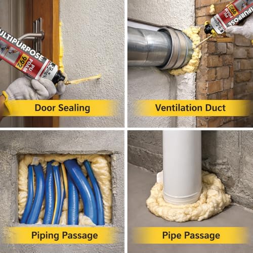 Image of KingSton DIY PU Foam Sealant Spray White 750ml x 2 Pcs- Multipurpose Wall Gap Filling, Crack & Hole Repair, Insulation, Sealing Expandable Waterproof Foam Spray for Doors, Windows, PVC Pipe & AC Ducts