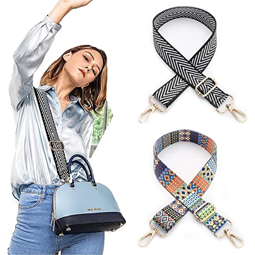 Torytoe Taschengurt Breit, 2 Stück Schultergurt für Taschen 3.8 cm Verstellbar Schulterriemen mit Karabiner Bunter Taschengurt für DIY Taschen Handtaschen, (73-135cm) Cover