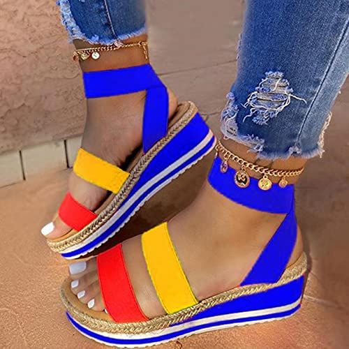DZQQ Nuevas Sandalias de Verano para Mujer, cuñas, Estampado étnico, Moda, Zapatos Casuales de Serpiente, Zapatos de Mujer con Cordones, Sandalias de Playa de Talla Grande para Mujer Cover