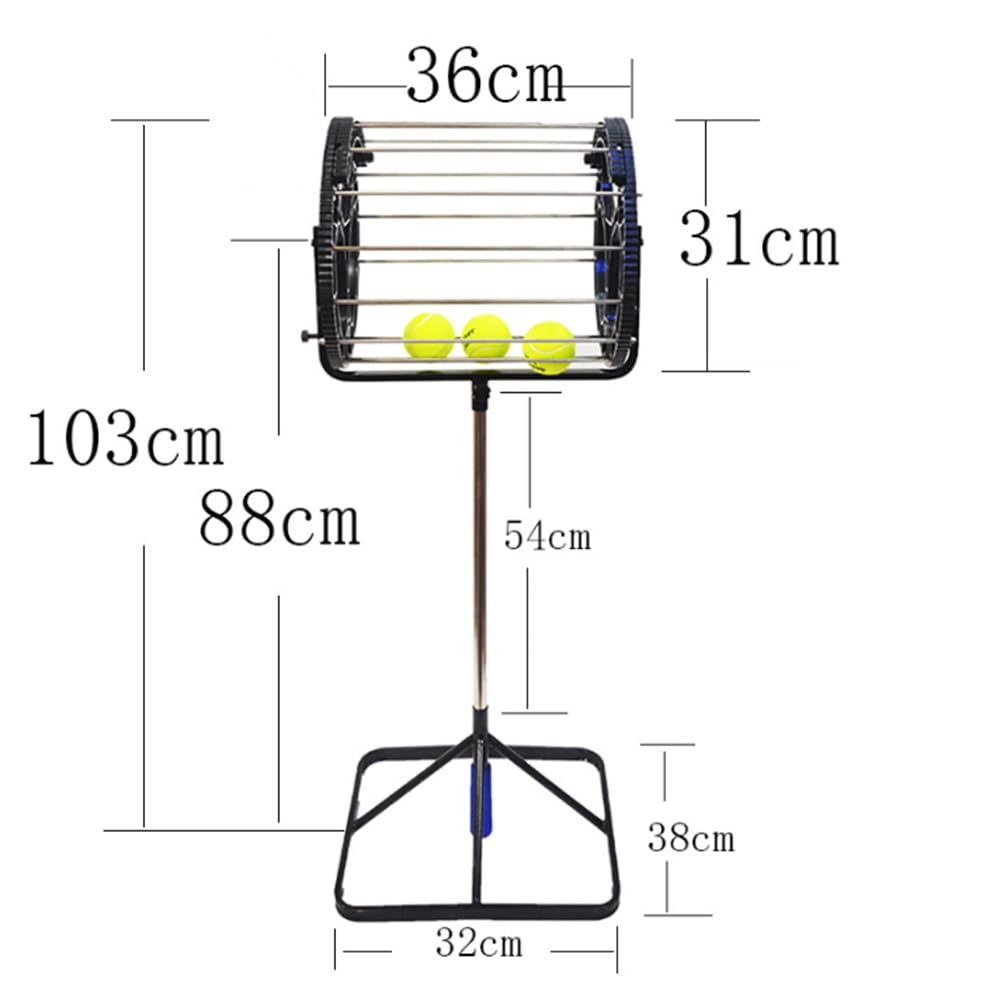 Recogedor automático de pelotas de tenis 2 en 1, capacidad 80 pelotas, mango y rodillo para entrenamiento