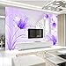 Produktbild Guyuell Benutzerdefinierte Wandbild Tapete Lila Lilie Blume Stereoskopische Abstrakte Kunst Wandmalerei Wohnzimmer Sofa Tv Hintergrund Fototapete-450Cmx300Cm