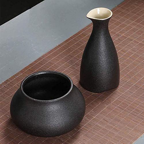 Set de 7 copas de vino de cerámica negra 12oz con calentador miniatura 2
